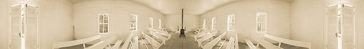 Little Cataloochee Baptist Church Interior | Little Cataloochee Valley | Great Smoky Mountains National Park | James O. Phelps | 360 Degree Panoramic Photograph