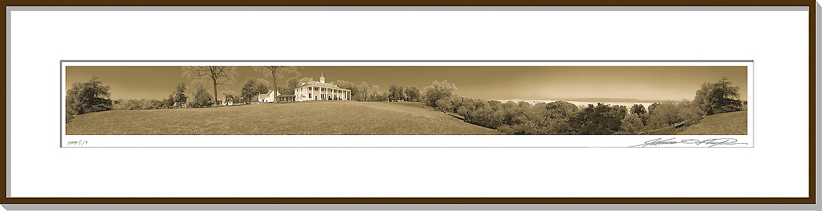 Framed and matted 360 degree panoramic photograph | Mount Vernon East Front | James O. Phelps | 360 Degree Panoramic Photography